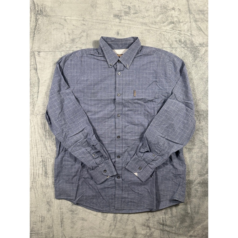 Ben Sherman Mens XXL Blue Grid Long Sleeve Button Down Shirt Casual Pocket